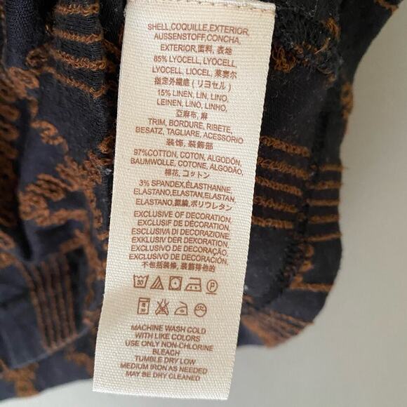 Free People sz S black copper boho prairie sweater top - Picture 6 of 9